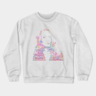 Portrait Girl Fashion Silhouette Shape Text Word Cloud Crewneck Sweatshirt